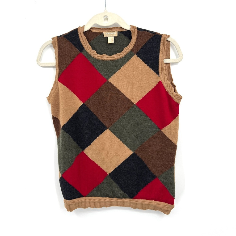 Vintage Nordstrom y2k studio 121 Merino wool grandpacore sweater vest top M READ